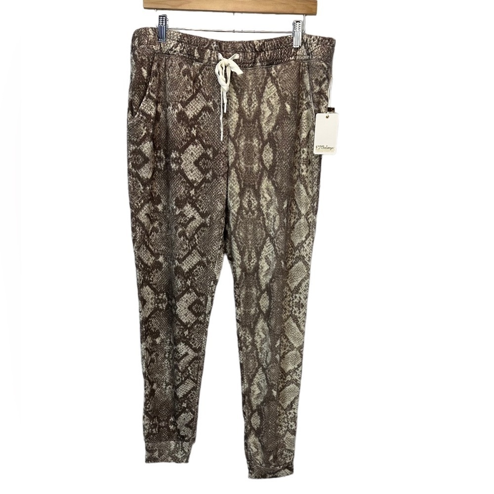 PJ Salvage Drawstring Waist Snake Bite  Lounge Sleep Pant Jogger - Cocoa - Large